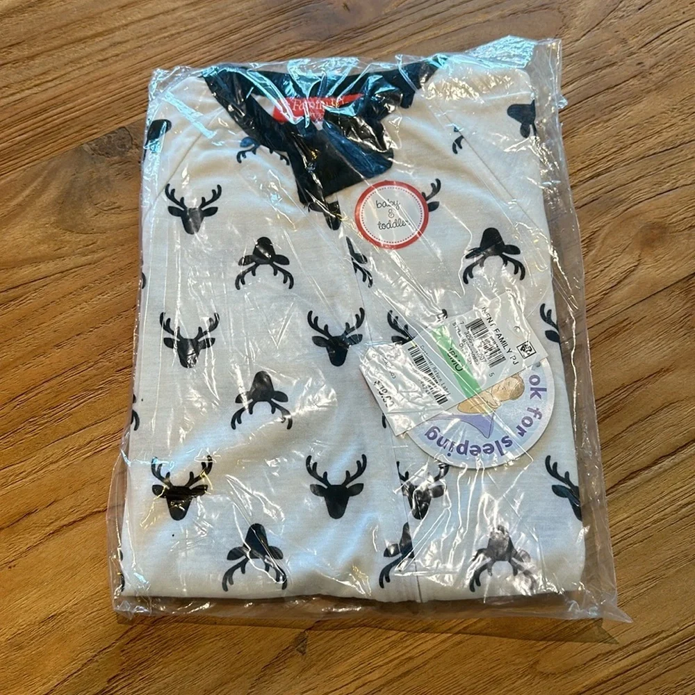 Family PJs Pajamas Baby Infant Toddler Zip Front Footies Matching Deer Print NWT